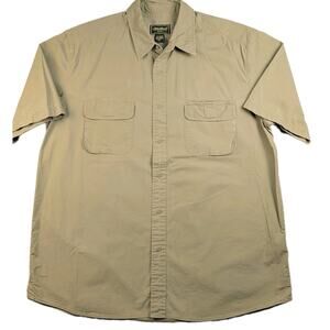 Vintage 90s Eddie Bauer Canvas Shirt Mens XL Tall Khaki Short Sleeve